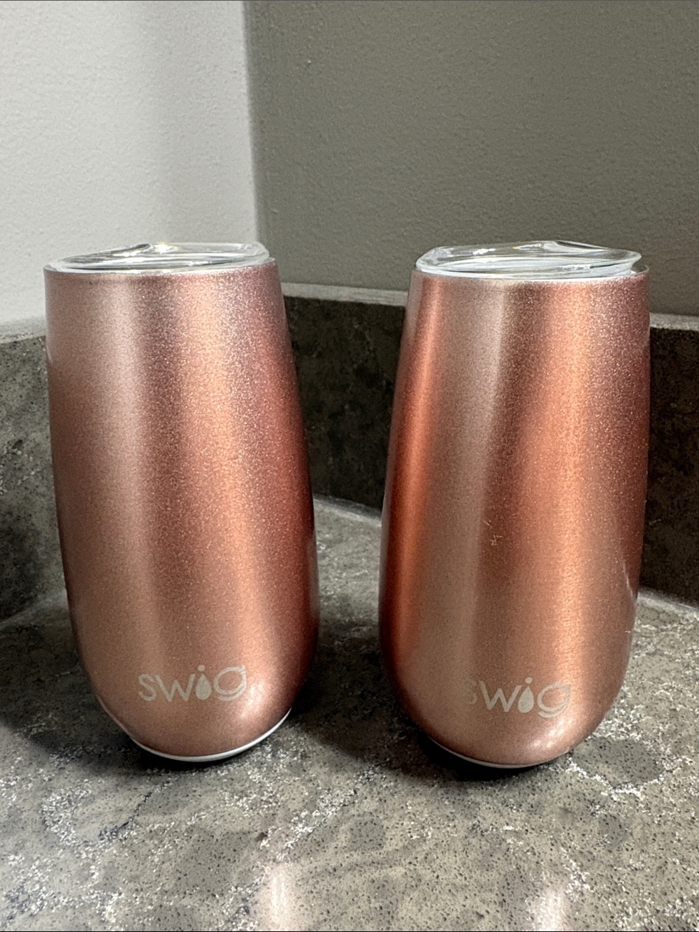 SWIG Rose Gold Insulated Stemless Champagne Flutes -  Set of 2